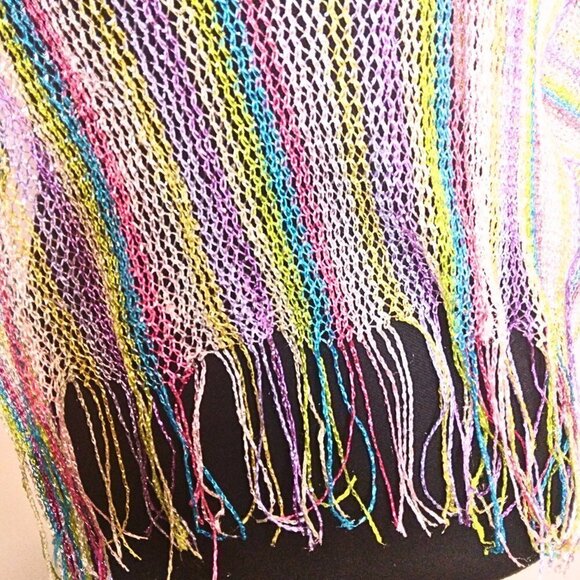 WOMEN'S MULTI COLOR METALLIC SCARF WITH FRINGES - Picture 3 of 3